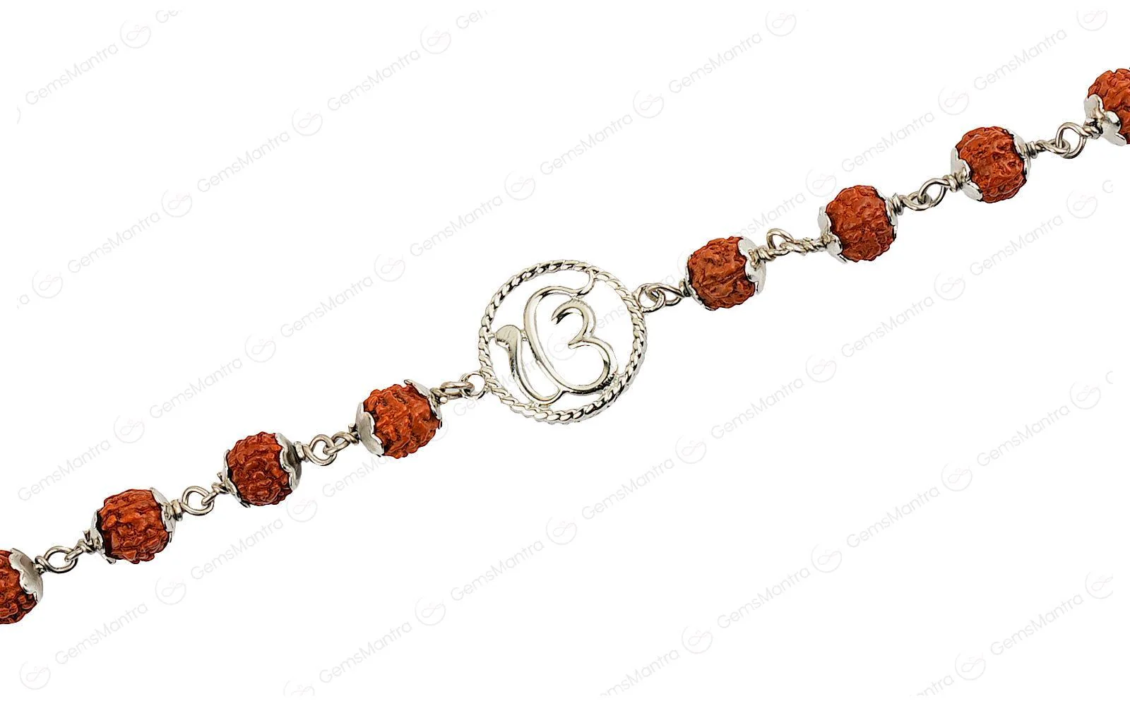 Original 5 Mukhi Rudraksha Silver Onkar Bracelet for Kids - 5 Beads with Certificate - Image 3