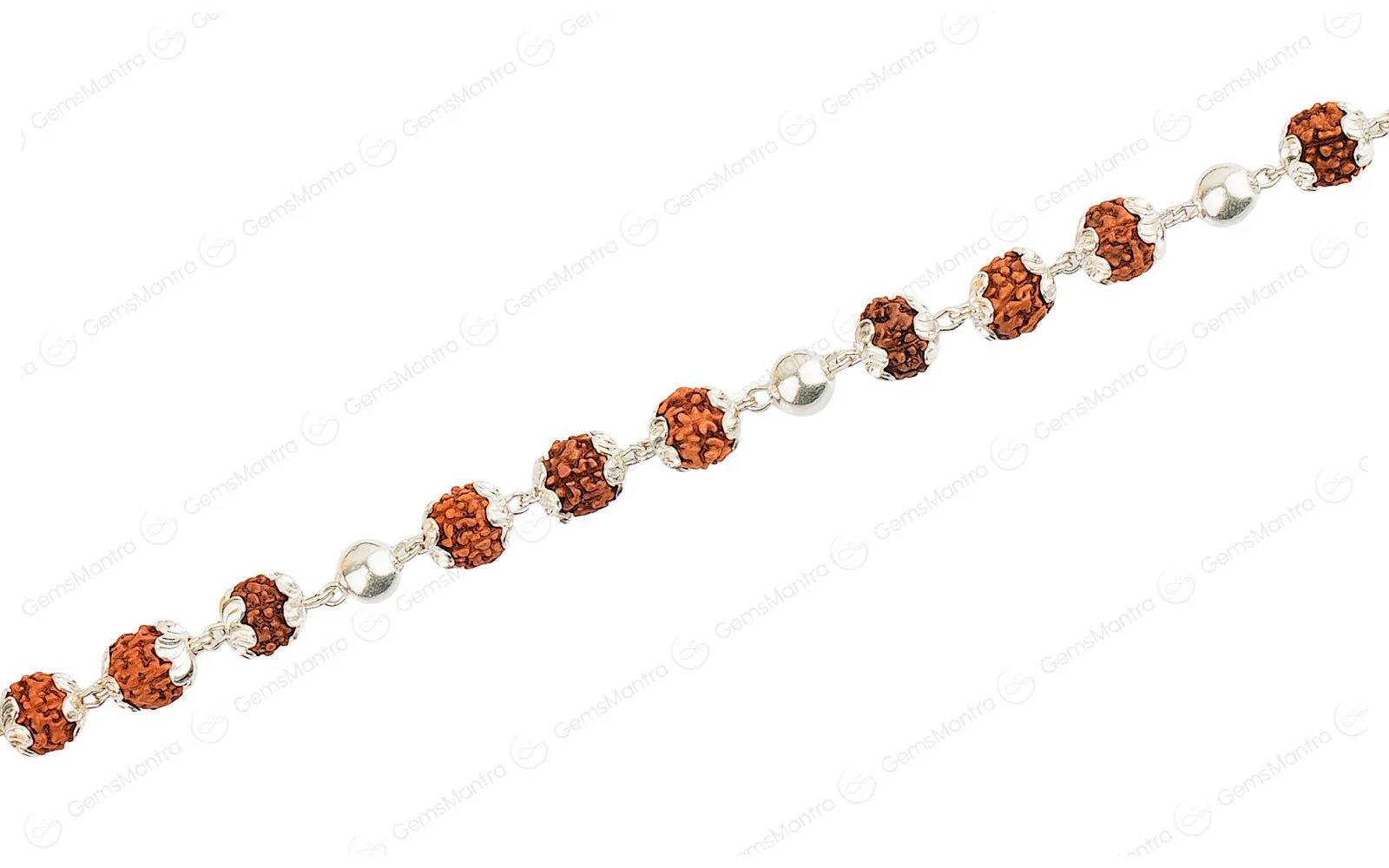 Original 5 Mukhi Rudraksha Silver Pearl Bracelet for Kids with Certificate - Image 3