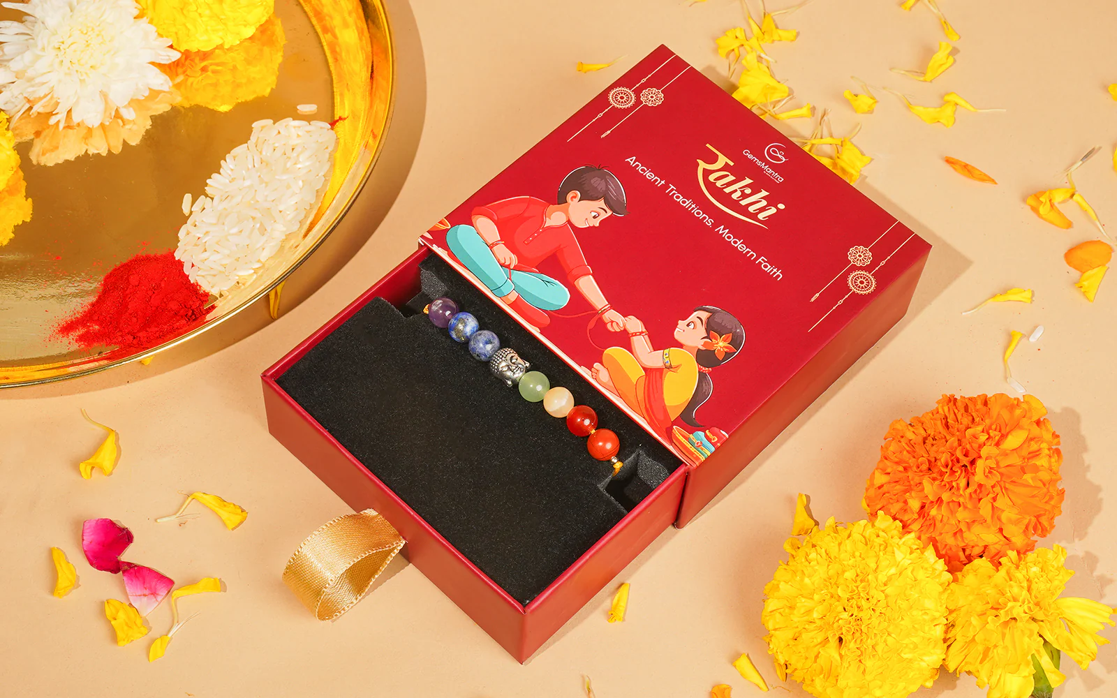 Seven Chakra Rakhi -  Rakhi with Buddha Bead - Image 3