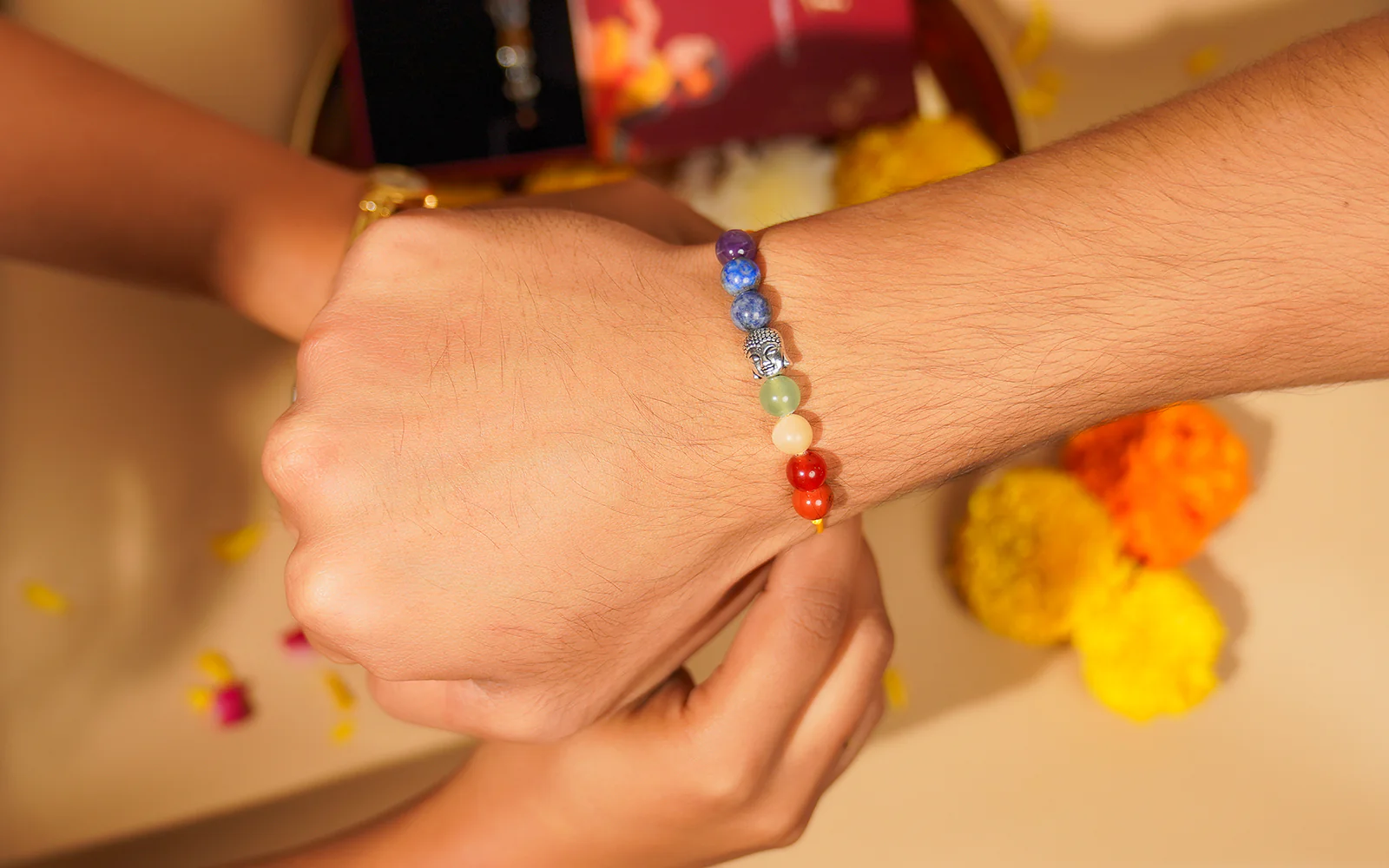 Seven Chakra Rakhi -  Rakhi with Buddha Bead - Image 4