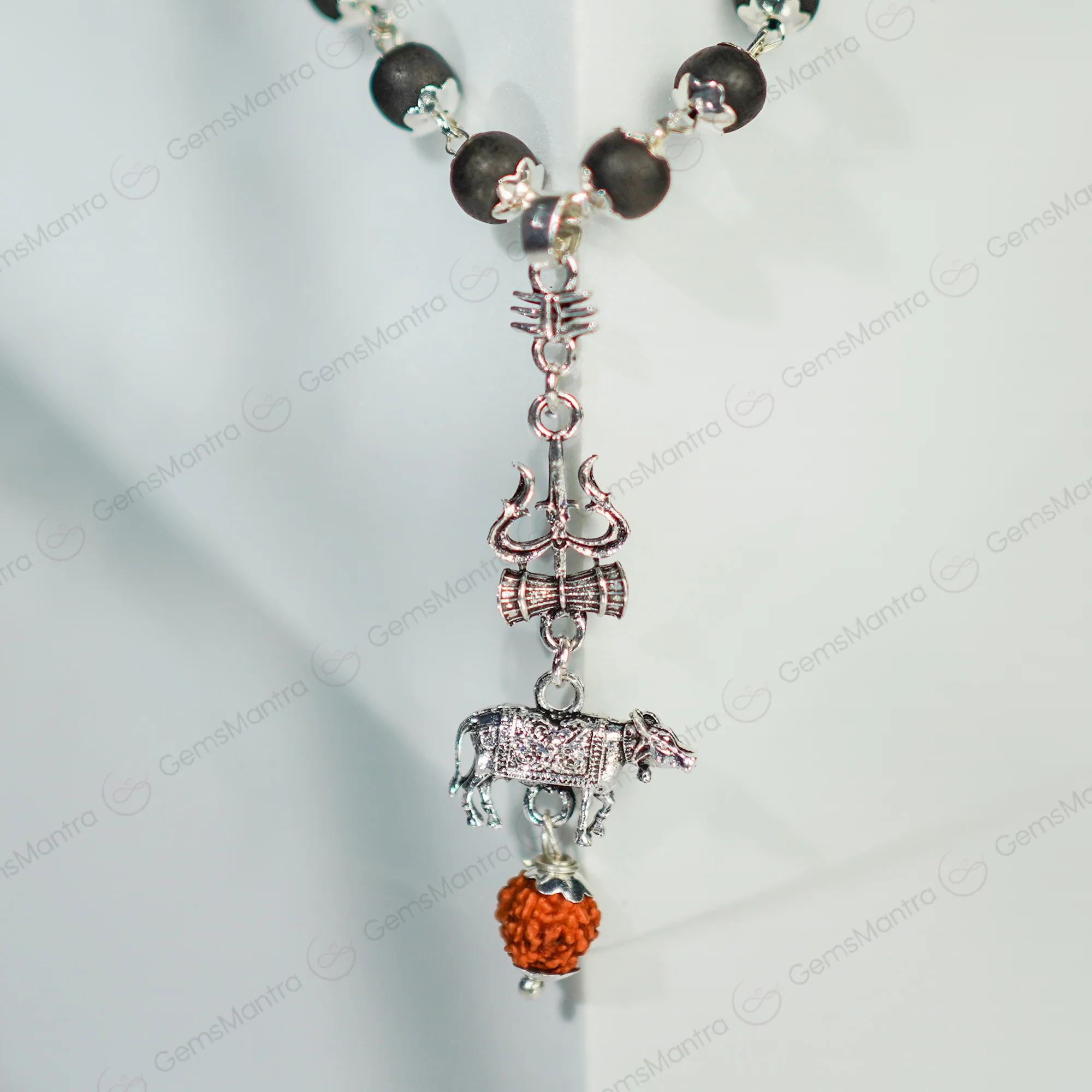 Shiv Nandi Protection Mala (Karungali) With Sterling Silver - Image 2