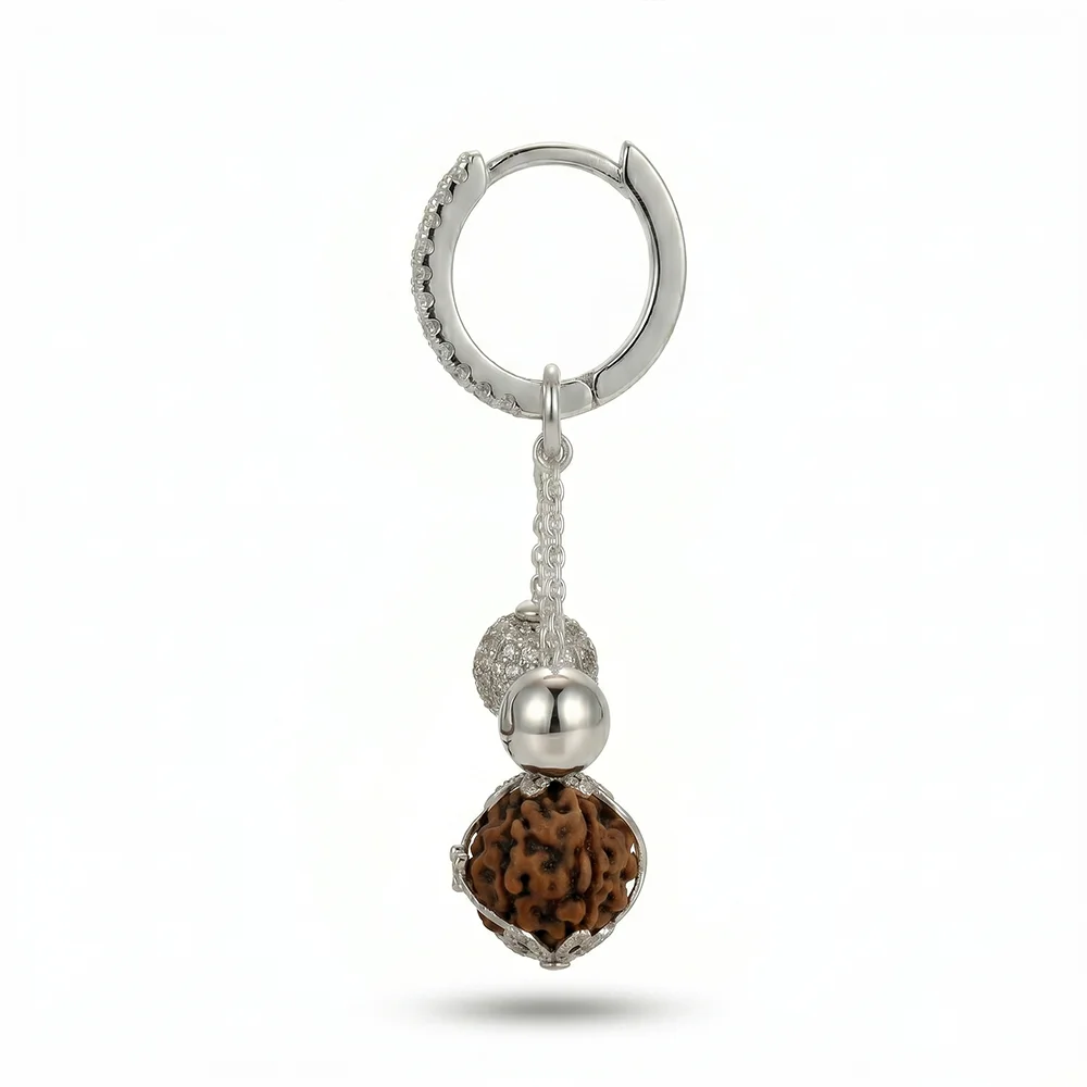 Rudraksha Hoop Earrings (Trishul charm) - Image 6