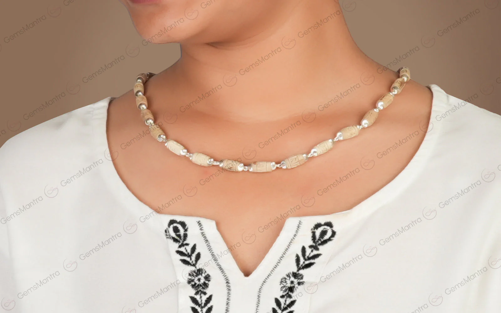 Silver Radhe Naam Tulsi Mala (Govt. Certified) - Image 2