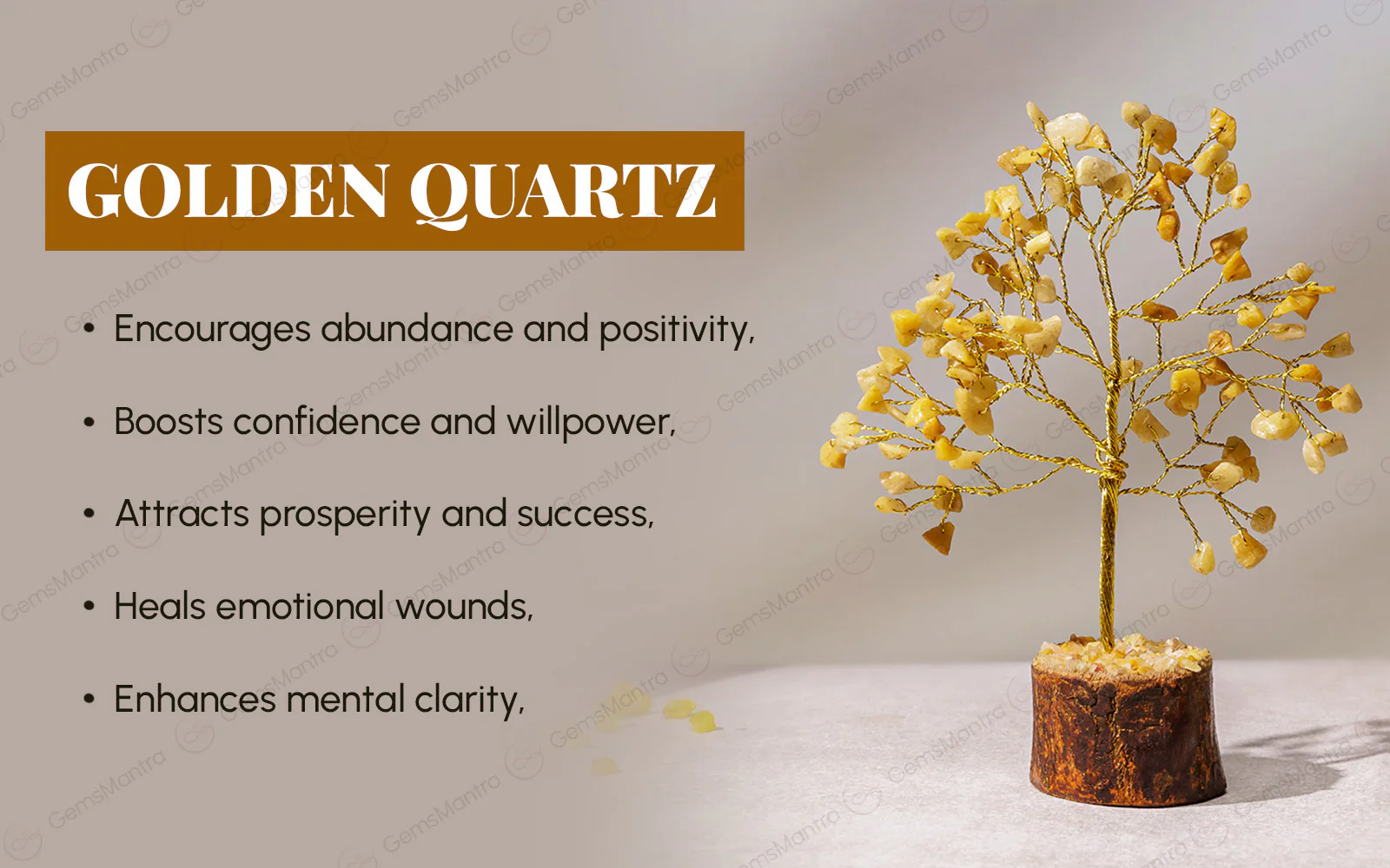 Small Golden Quartz Crystal Tree - Image 3