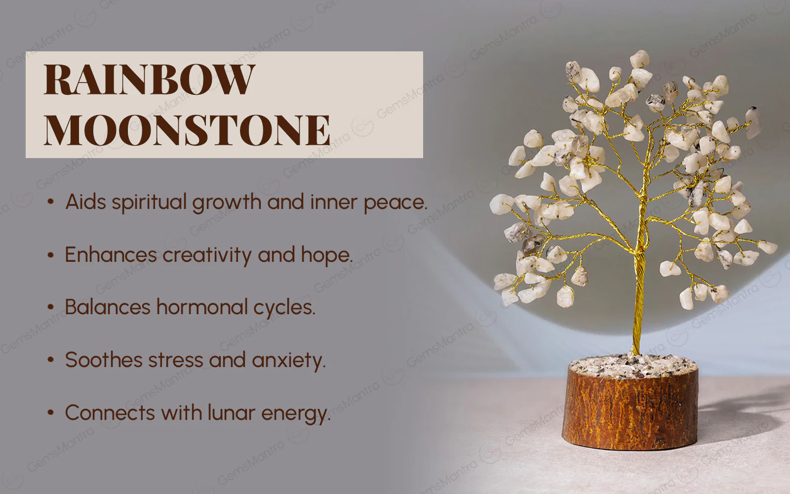 Small Rainbow Moonstone Crystal Tree - Image 3