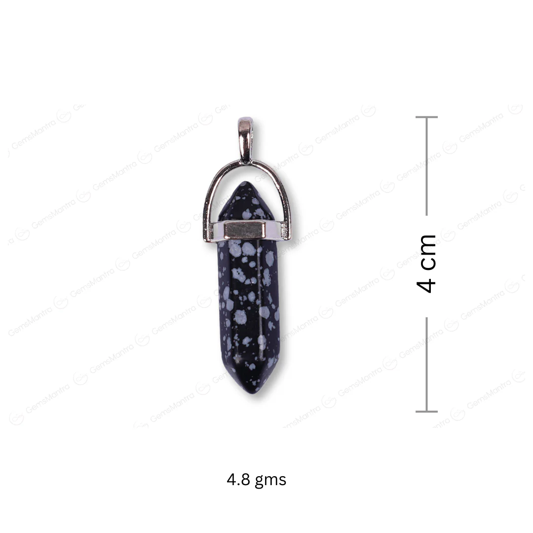 Snowflake Obsidian Double Terminated Pencil Pendant - Image 4