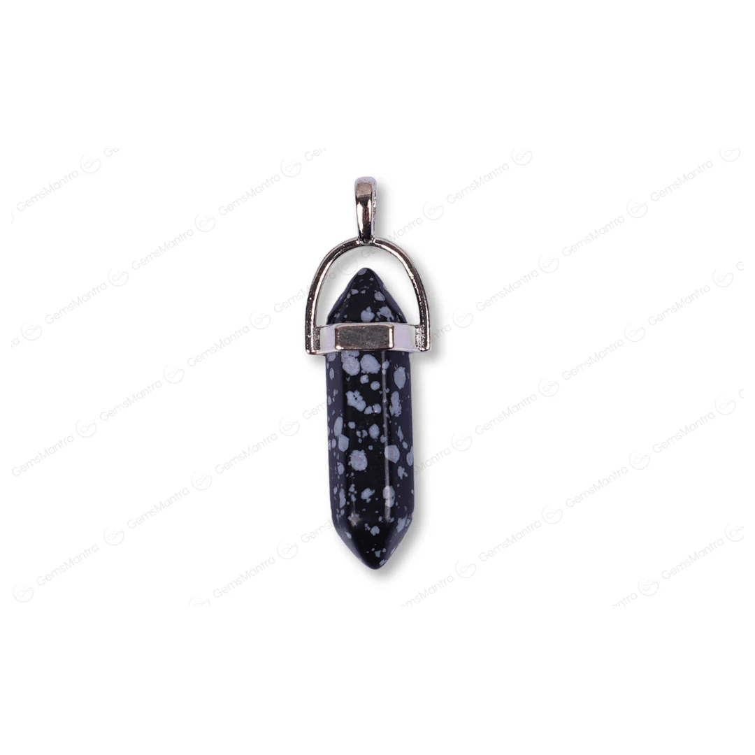 Snowflake Obsidian Double Terminated Pencil Pendant - Image 5