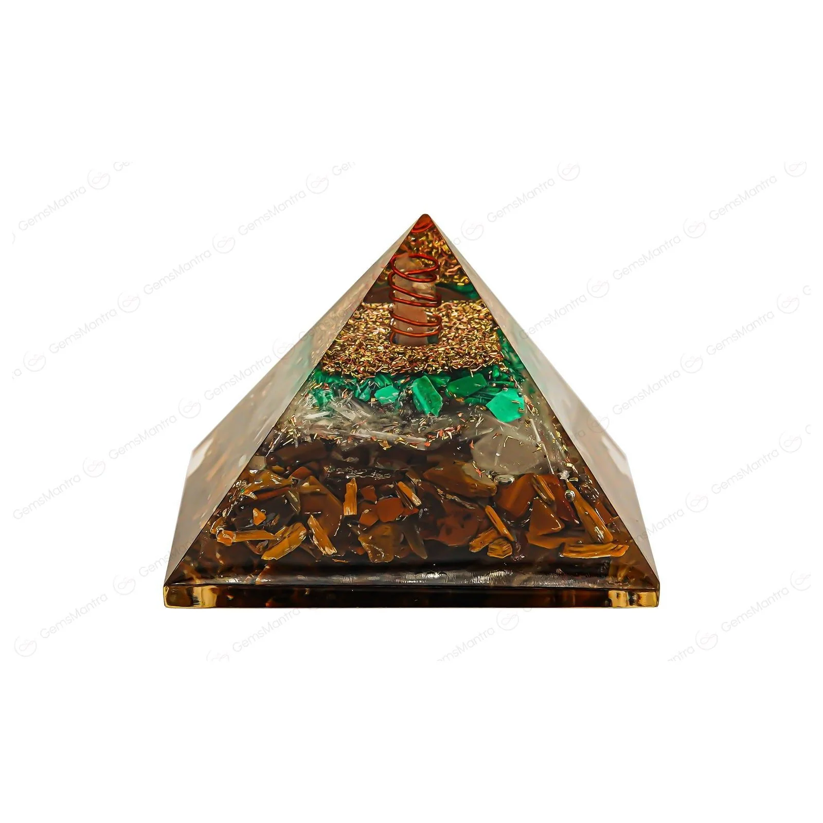 Tiger Eye,Selenite,Malachite Pyramid - Image 2