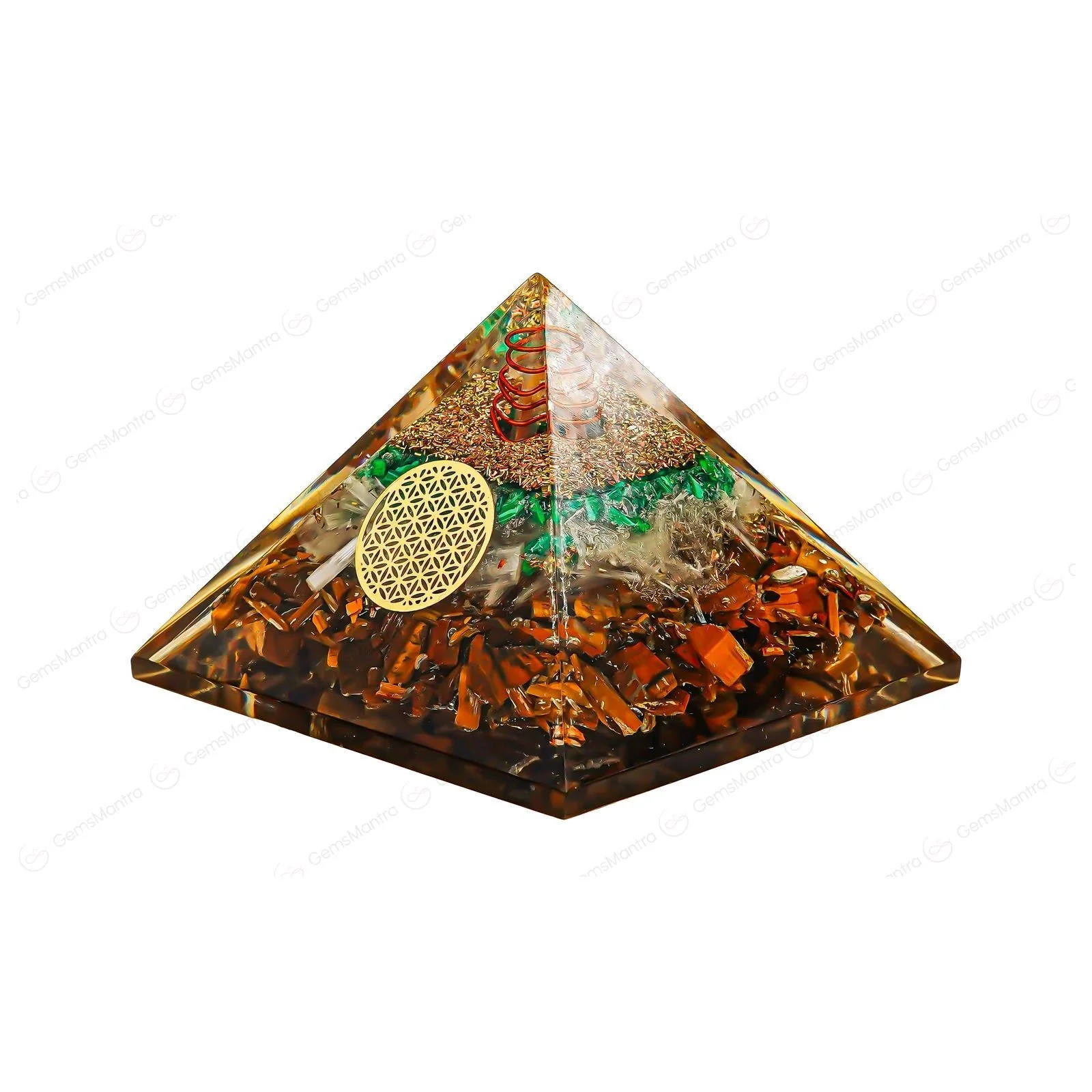Tiger Eye,Selenite,Malachite Pyramid - Image 3