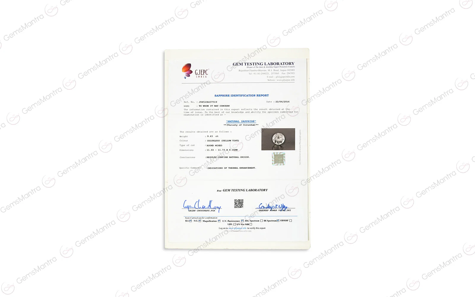 White Sapphire - 9.43 Carats - Image 3
