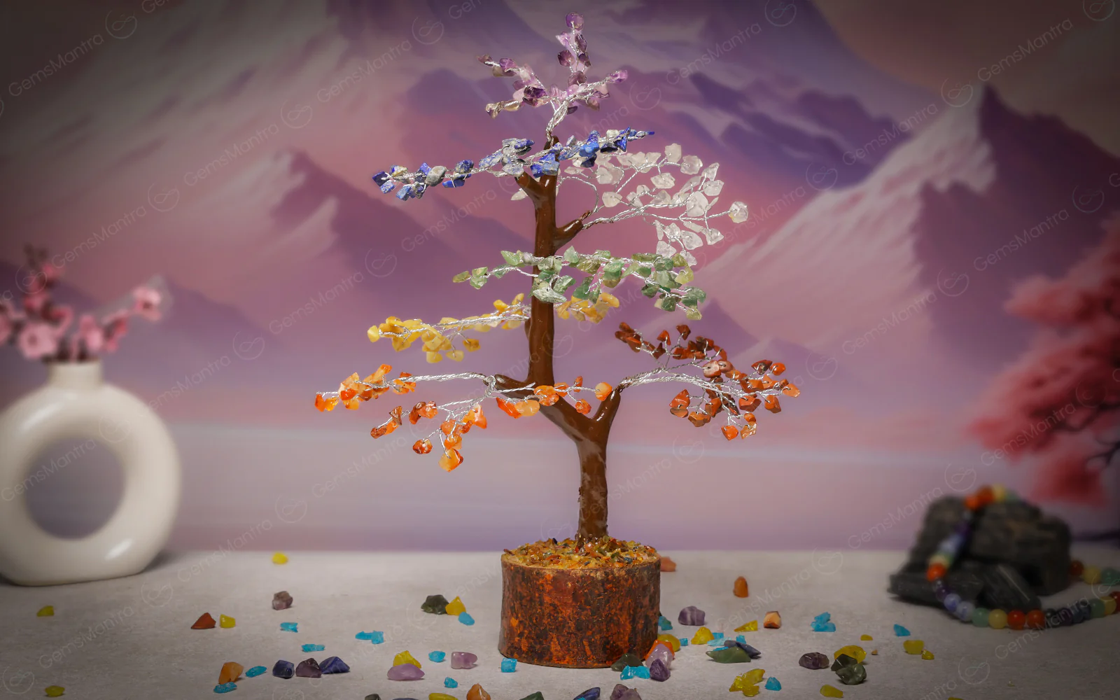 Wooden Seven Chakra Crystal Tree - Image 4