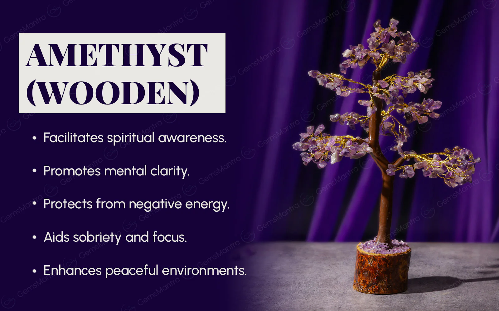 Wooden Amethyst Crystal Tree - Image 3