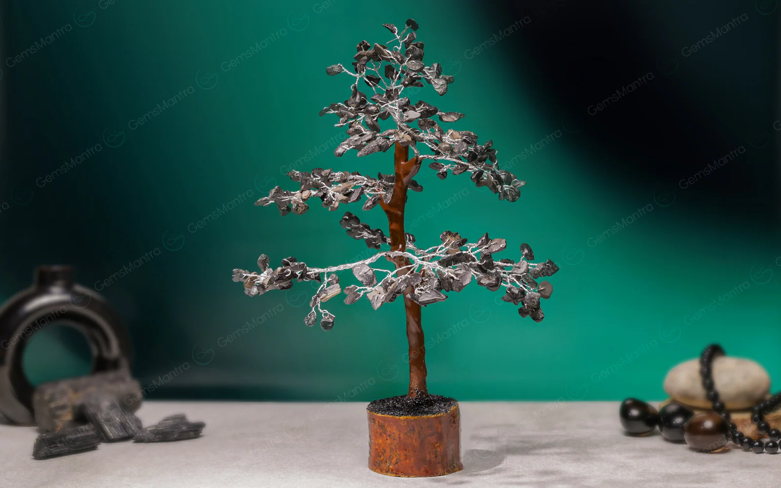 Wooden Black Agate Crystal Tree - Image 4