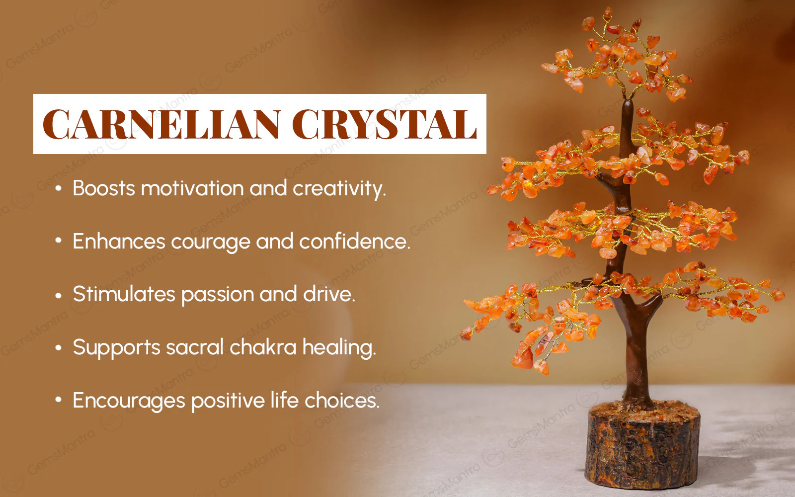 Wooden Carnelian Crystal Tree - Image 3