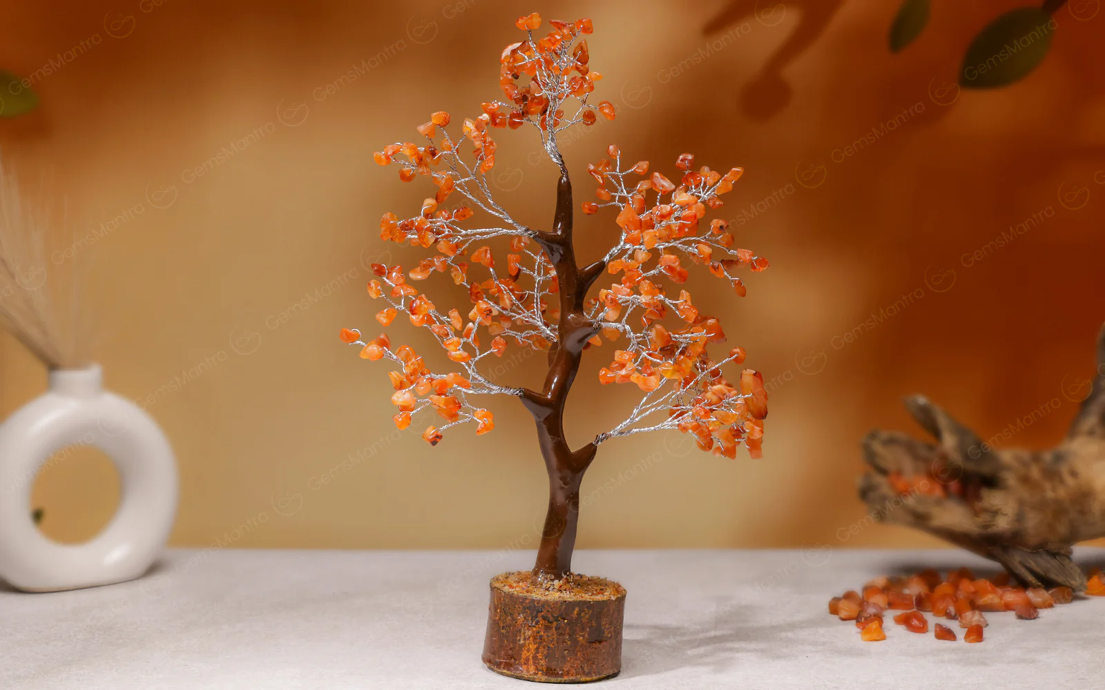Wooden Carnelian Crystal Tree - Image 4