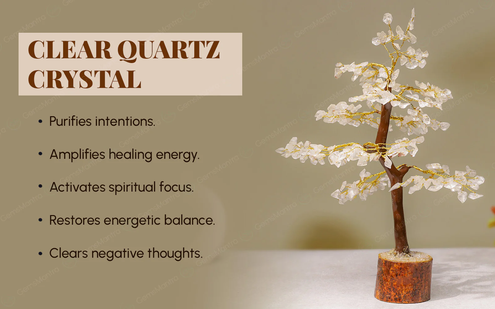Wooden Crystal Quartz Tree - Image 3