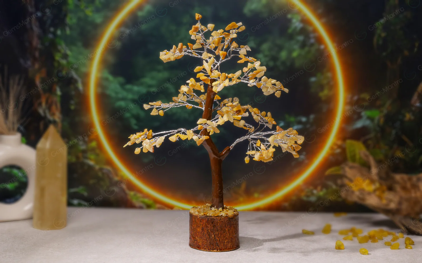 Wooden Golden Quartz Crystal Tree - Image 4