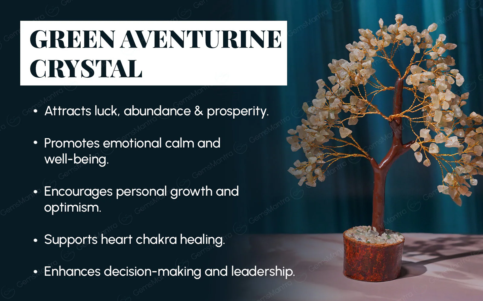 Wooden Green Aventurine Crystal Tree - Image 3
