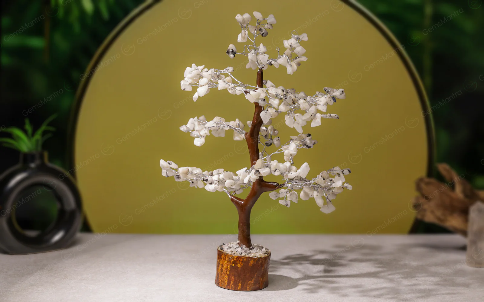 Wooden Rainbow Moonstone Crystal Tree - Image 4