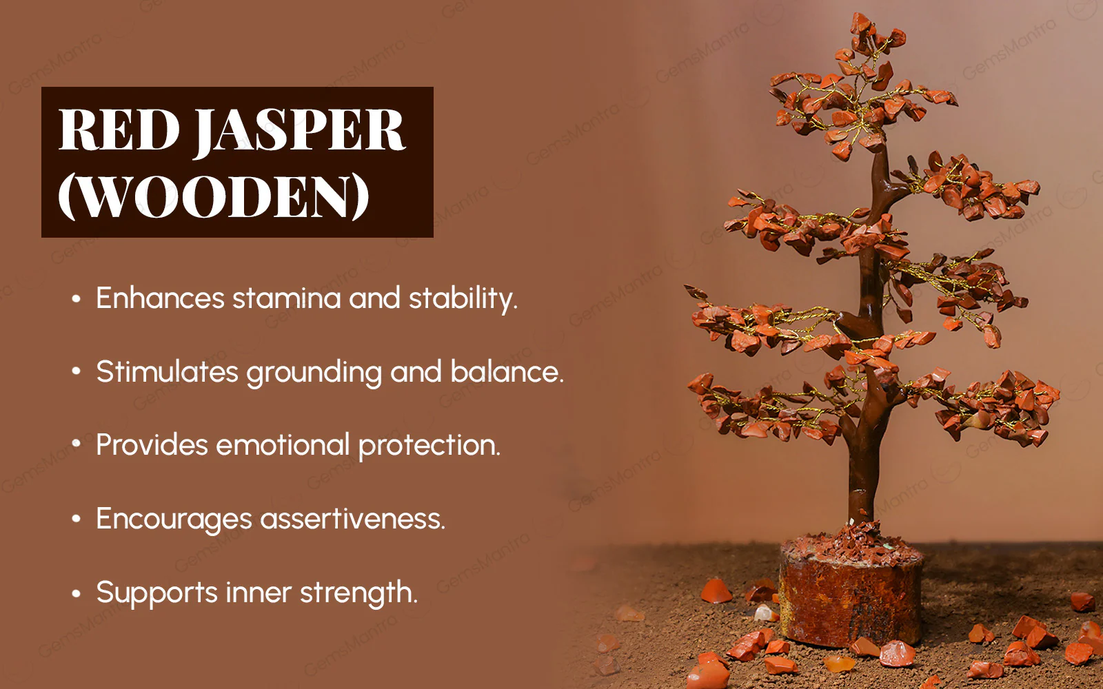 Wooden Red Jasper Crystal Tree - Image 3