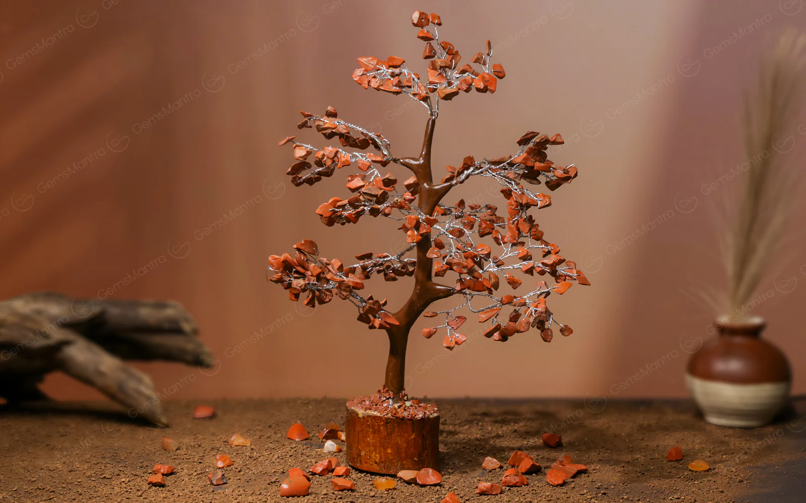 Wooden Red Jasper Crystal Tree - Image 4